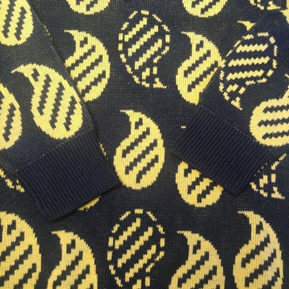 Vintage Stefano Sportswear Womens L V Neck Sweater Retro Paisley Black Yellow - Picture 3 of 7